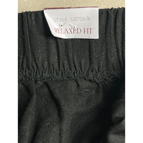 Sapphire Red Black Linen Blend Relaxed Fit Paperbag Waist Shorts  Size Medium - Picture 8 of 13